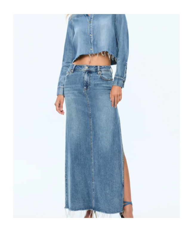 ALICEOLIVIA MARISSA DENIM MIDI SKIRT
