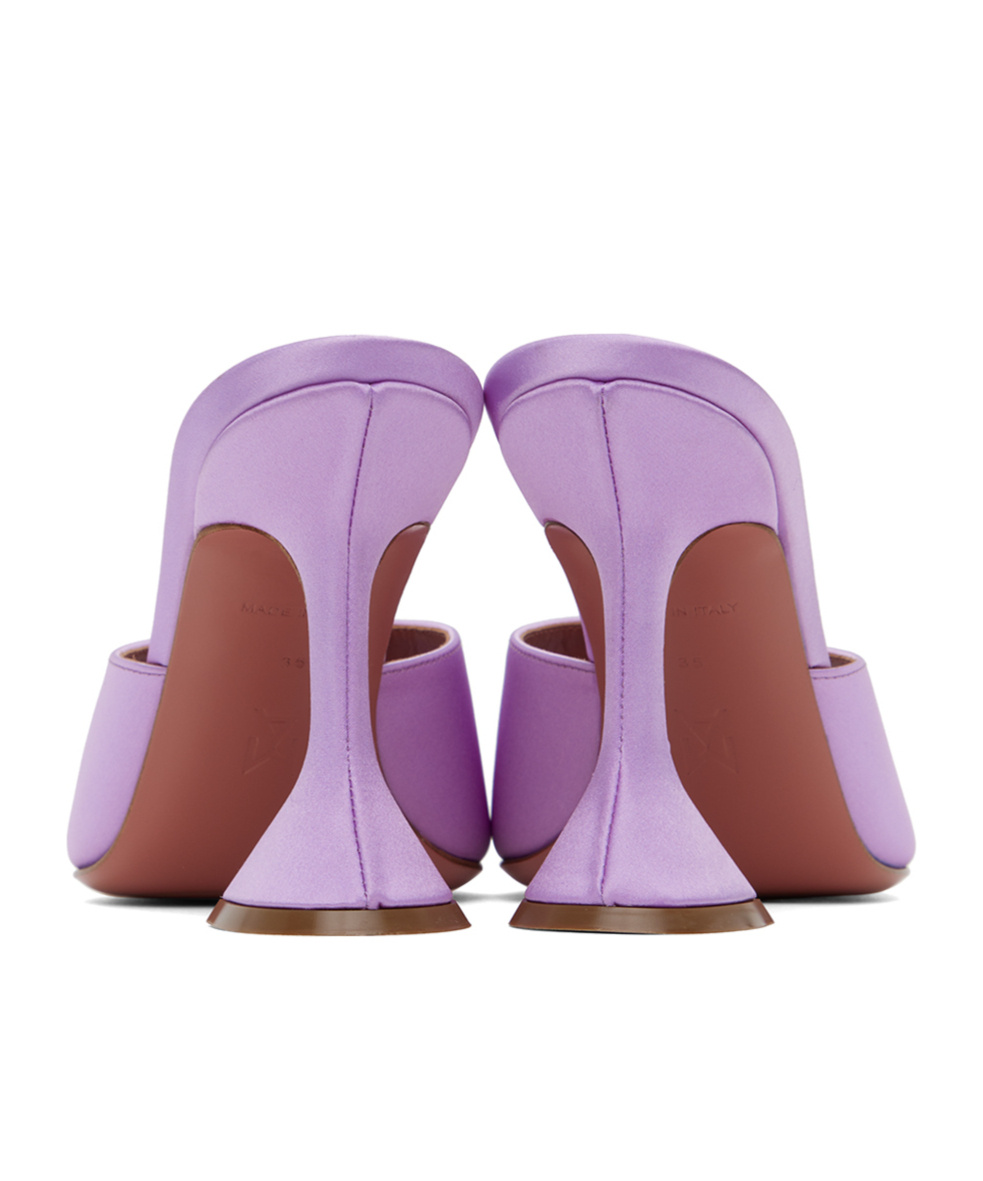 Shop Amina Muaddi Lupita Square-toed Heels Sandals In Purple
