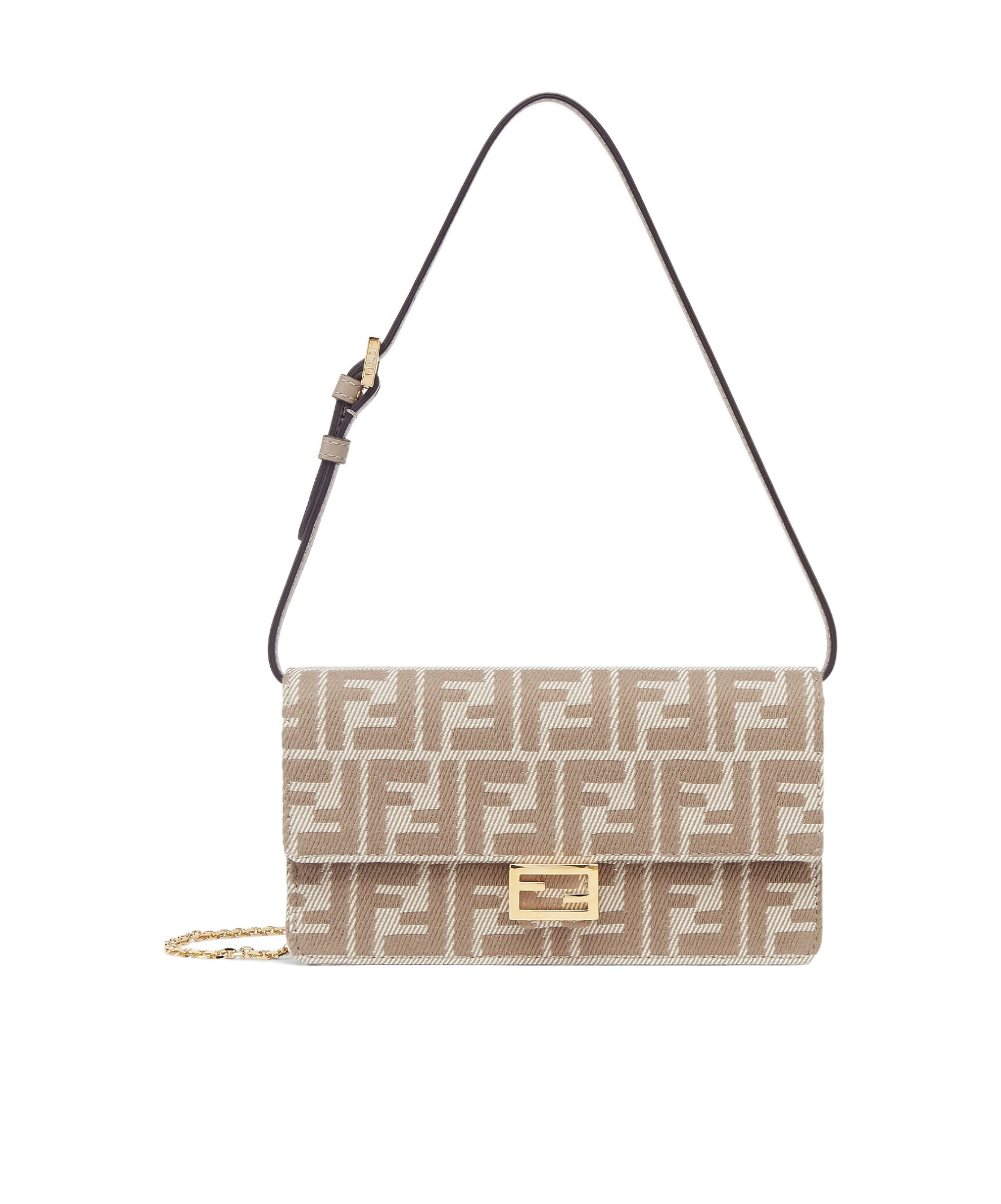 Fendi Chain Rectangular Shoulder Bag In White