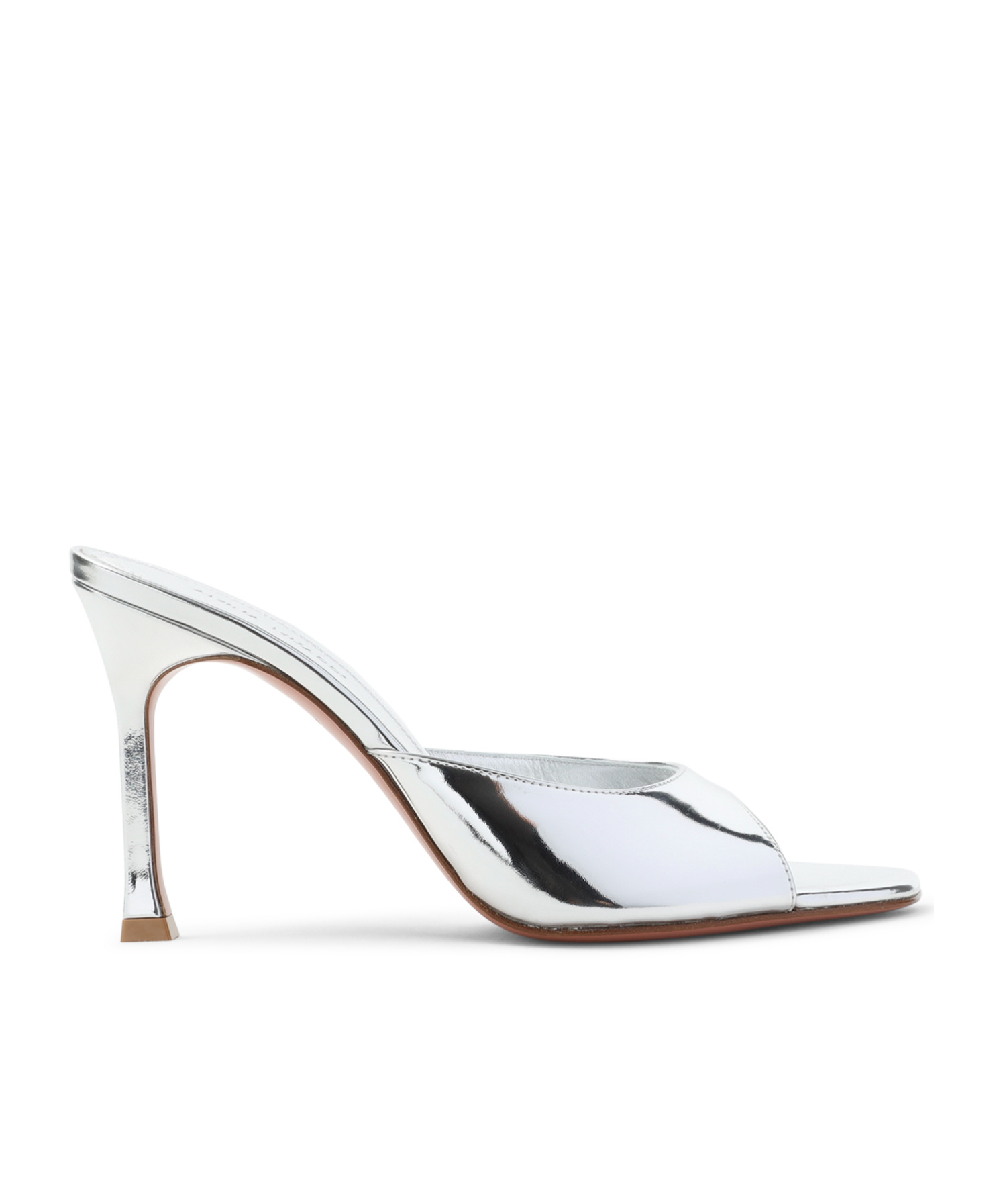 Amina Muaddi Silver Leather Alexa 95 Slippers In Silver