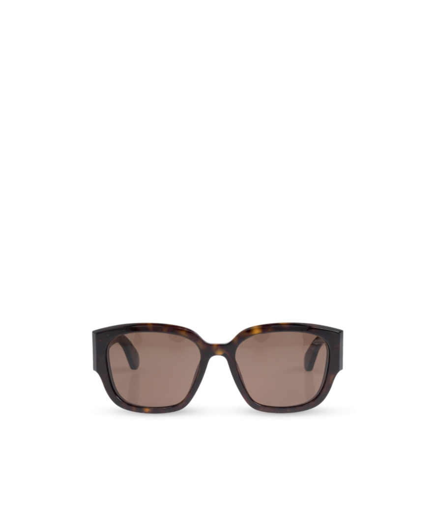 Alexander Mcqueen Engraved-logo Arm Sunglasses In Brown