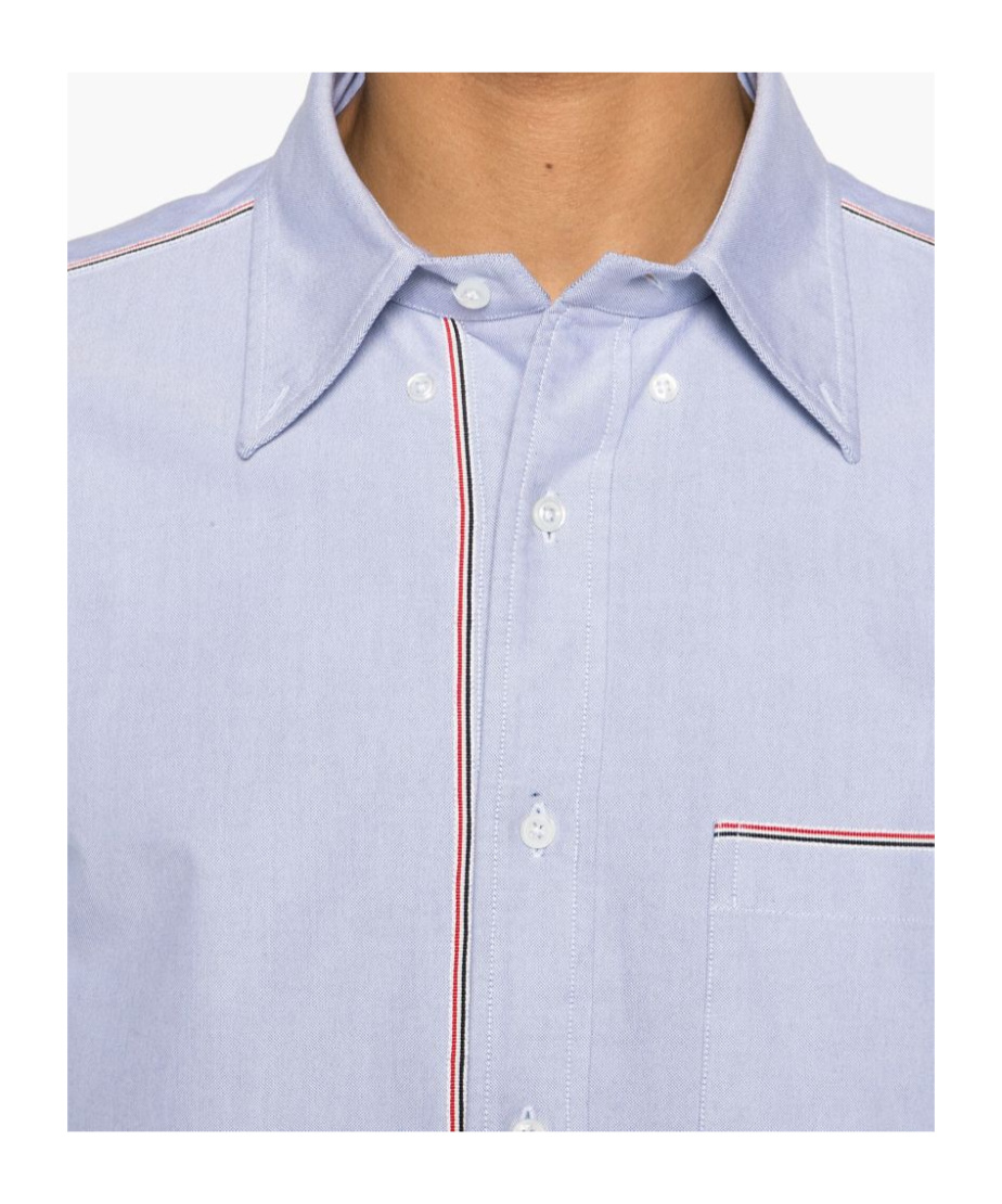 Thom Browne Camicia Button Down Con Finiture In Gros Grain In Blue