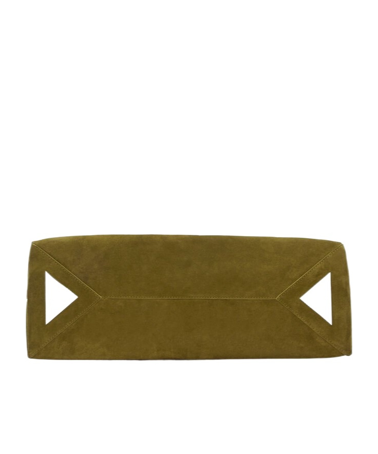 Attico Olive Green Suede Medium La Passeggiata Shoulder Bag In Brown