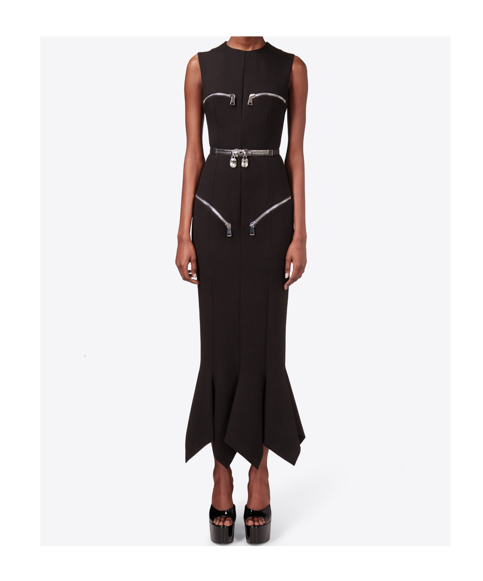 Area Zip-detailed Cady Maxi Dress In Black