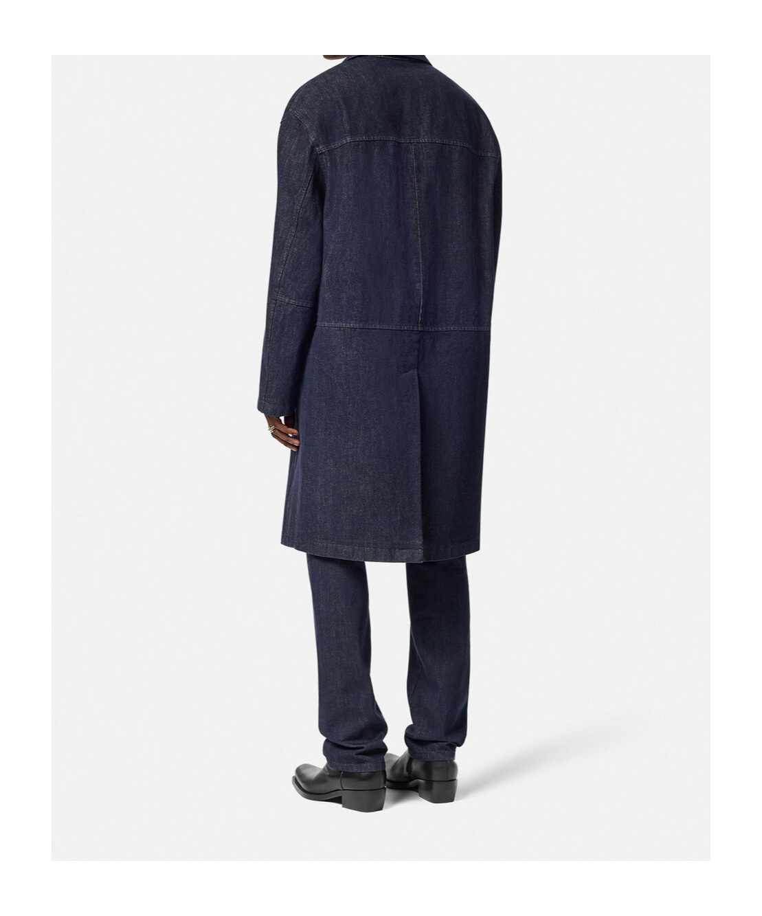 Versace Button Down Coat In Black