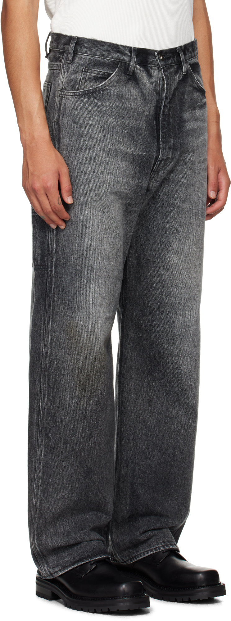Auralee Denim Trousers With Belt Loops In Black