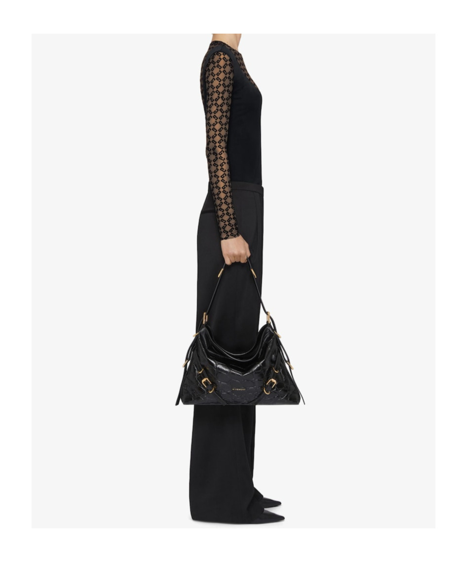 Givenchy Slim Fit Top In Jersey And Monogram 72 Tulle In Black