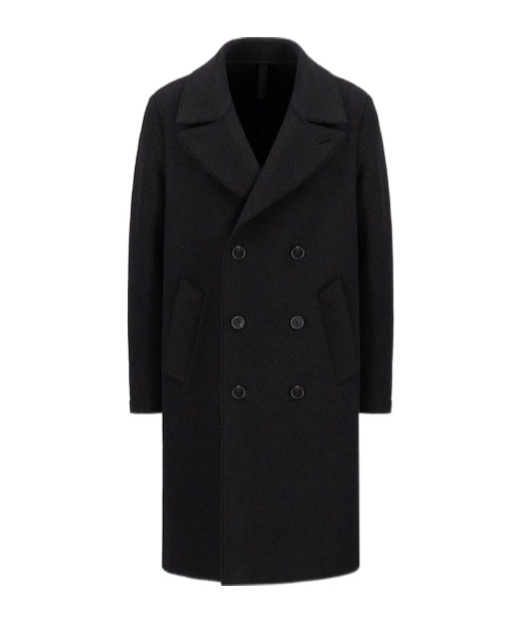 Harris Wharf London Long Peacoat Boiled Wool In Black