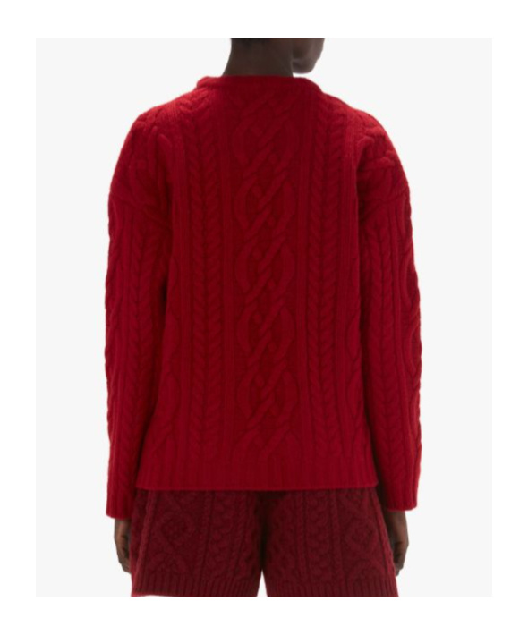 Jw Anderson Cable Knit Crewneck Sweater In Red