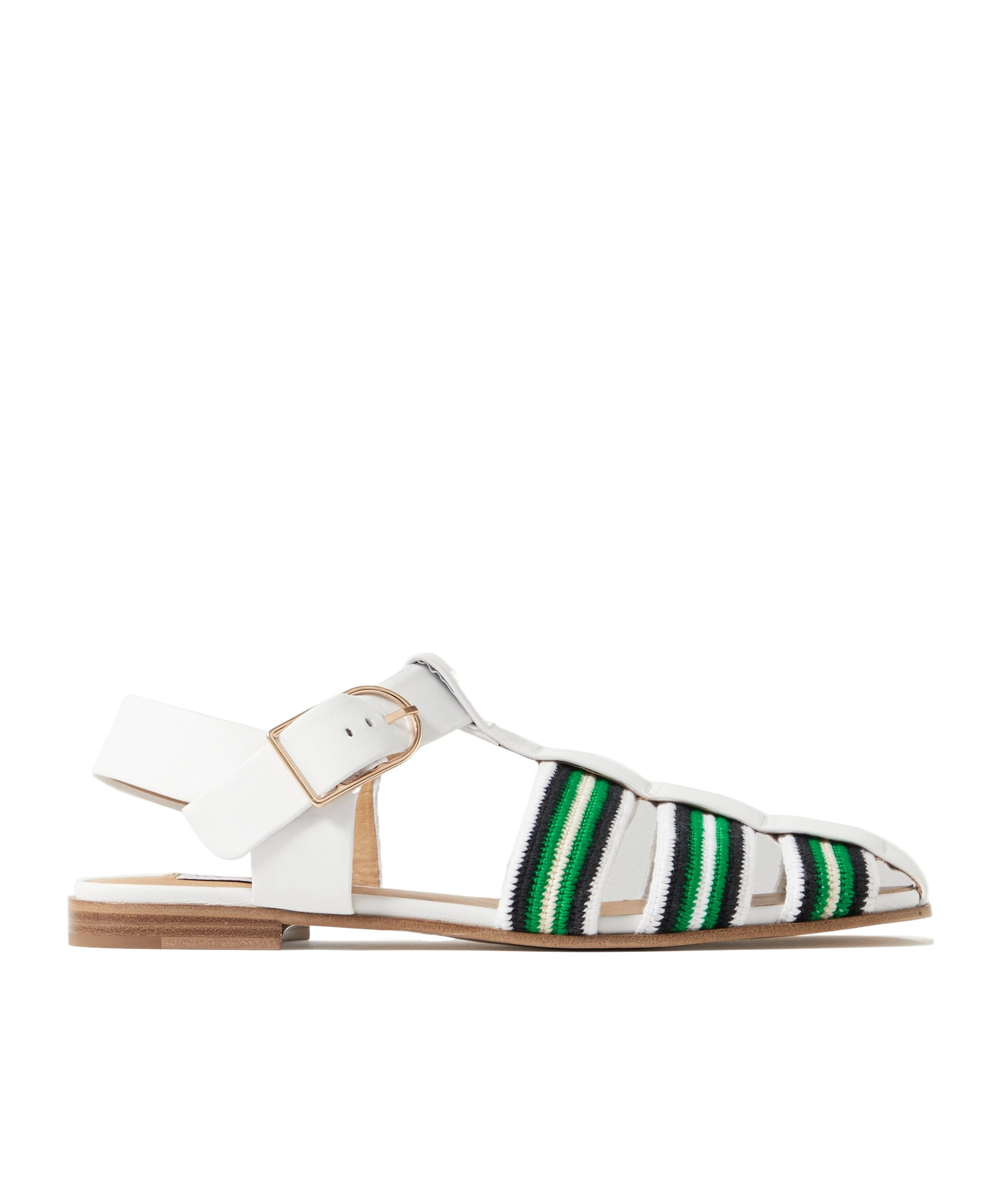 Gabriela Hearst Calla Striped Crochet-knit And Leather Sandals In White