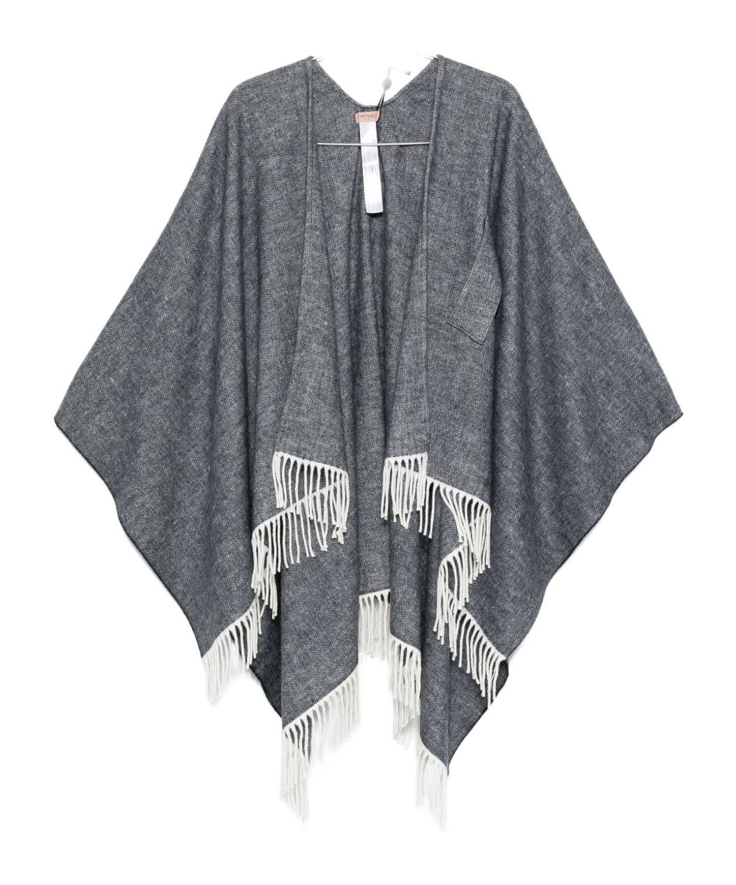Twinset Fringed Edge Poncho In Gray