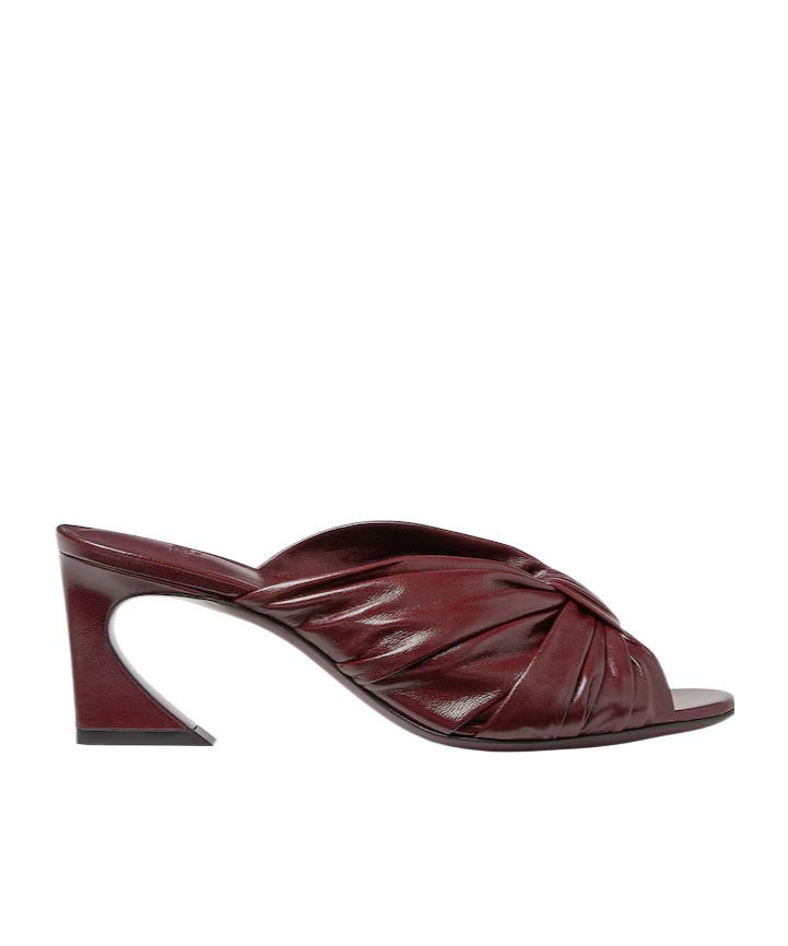 Fendi Arco Burgundy Nappa Leather High-heeled Slides In Red