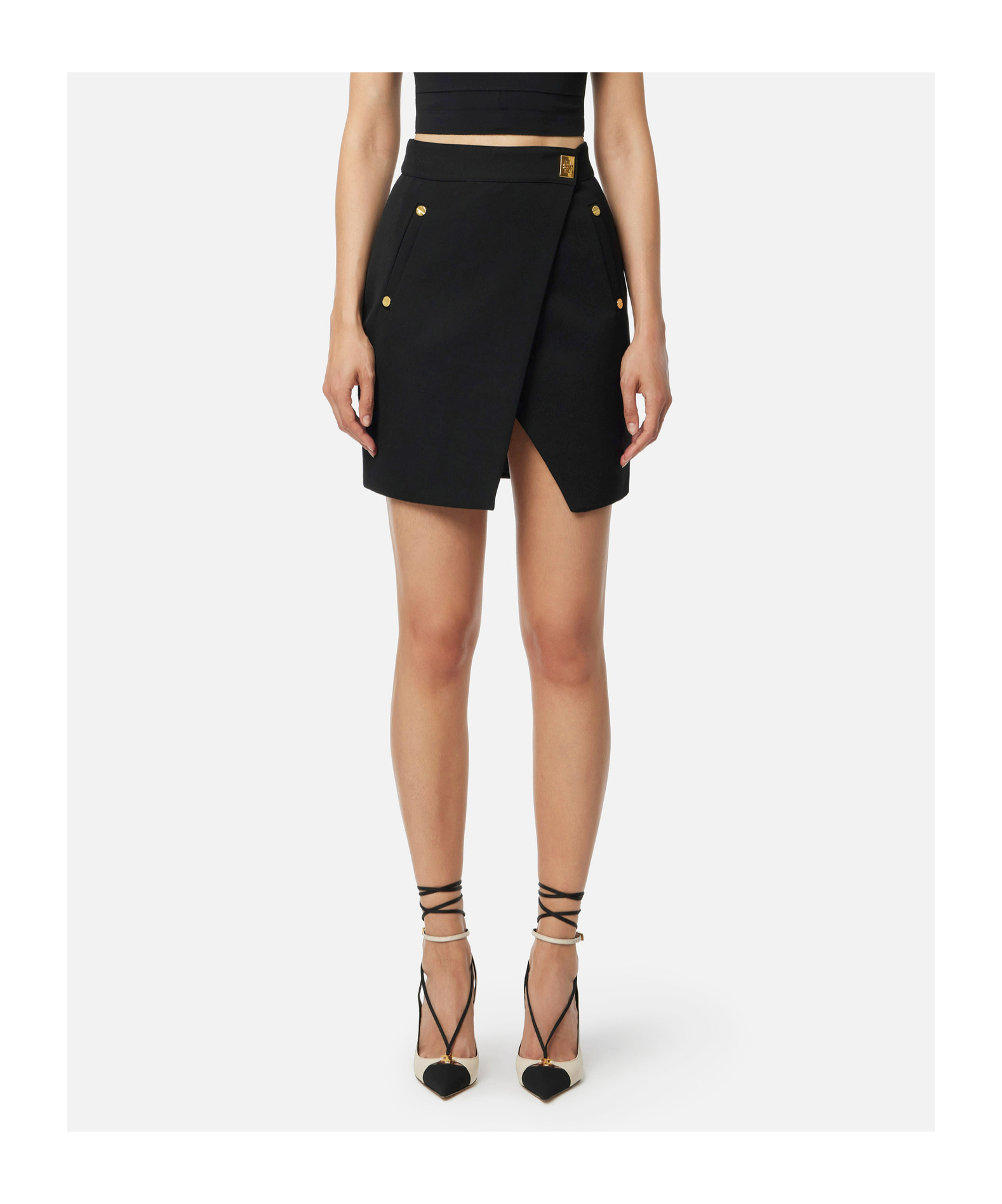 Elisabetta Franchi Button-detailed Mini Skirt In Black