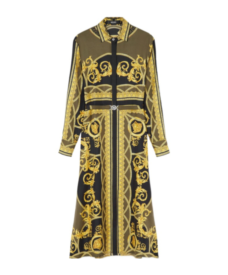 Versace Dress With La Coupe Des Dieux Print In Green