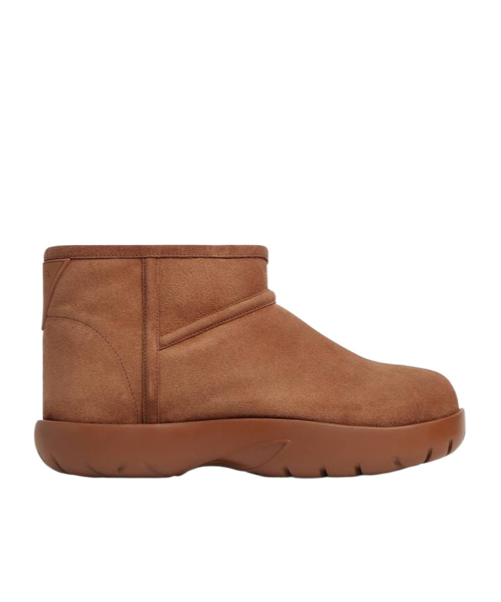 Bottega Veneta Snap Genuine Shearling Bootie In Brown
