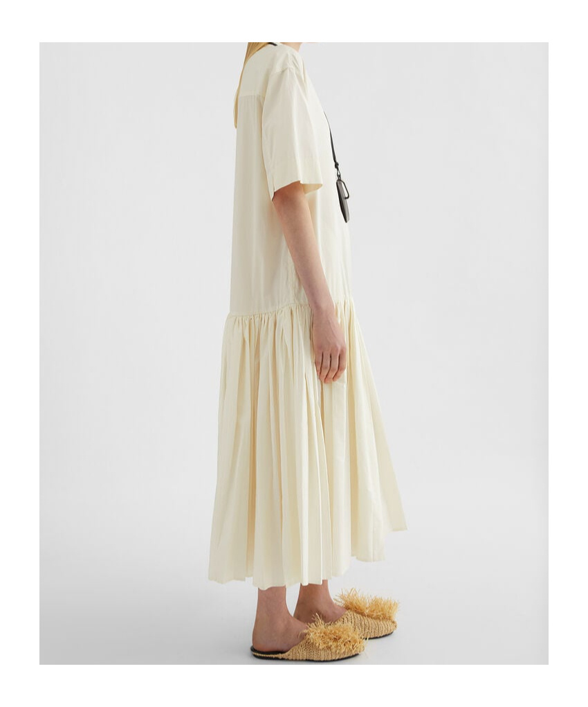 Jil Sander Relaxed Cotton Dress With Button-down Front In White