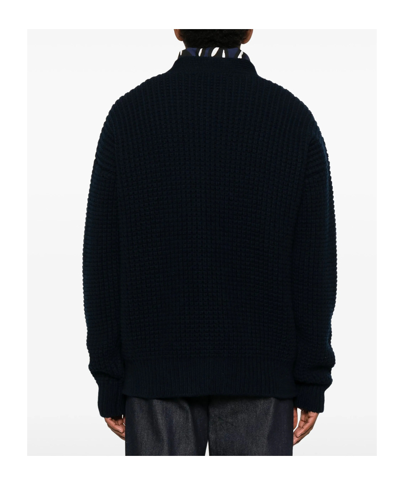 Jil Sander V Neck Cardigan Made From Wool In Blue