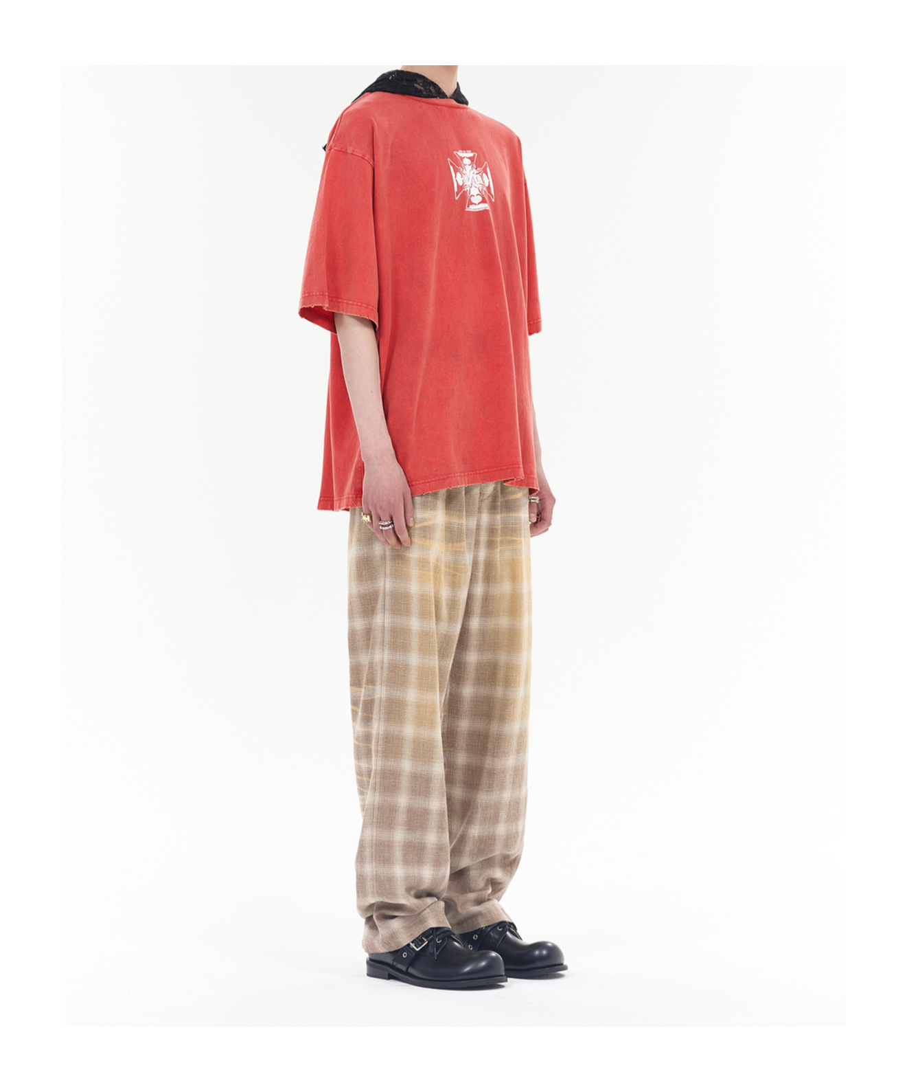 We11 Done Heart Crosslayered Hoodie In Red
