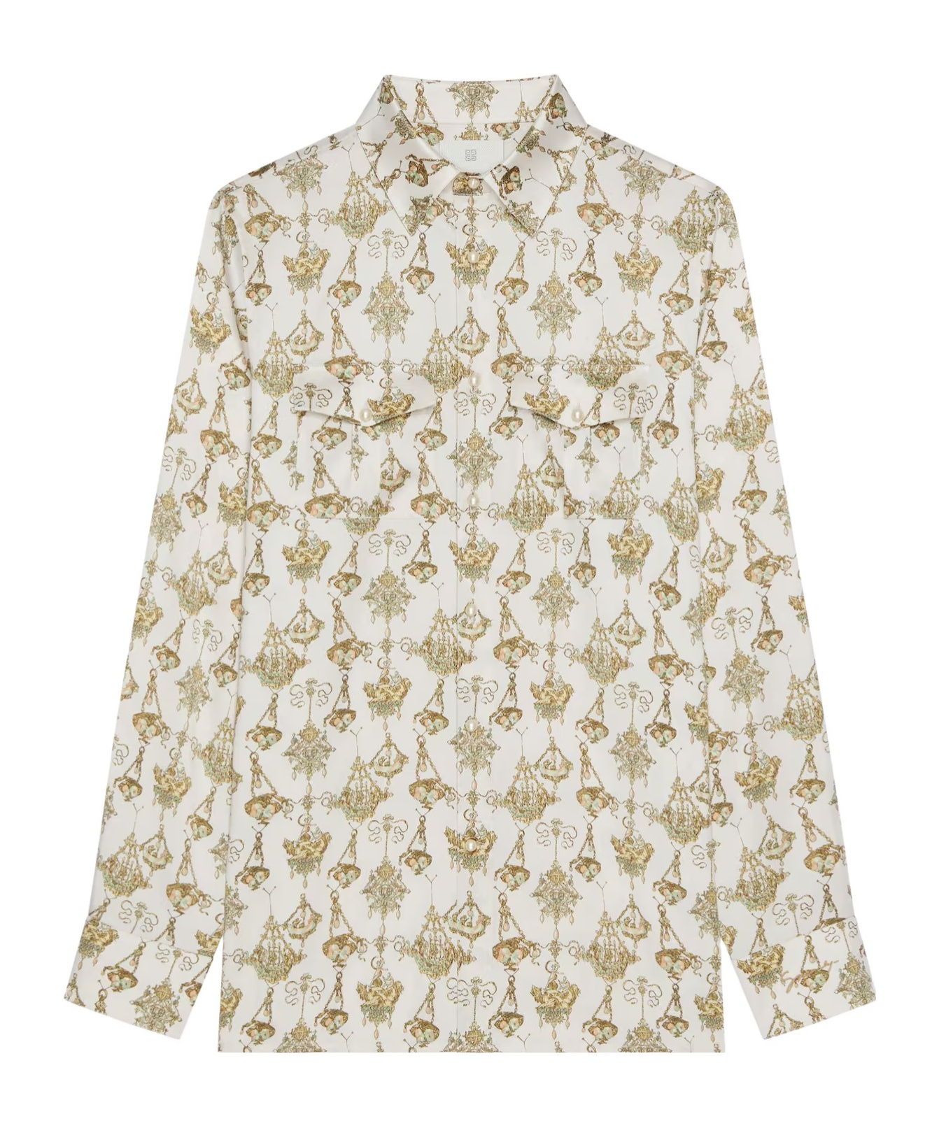 Givenchy Camicia Con Stampa Chandelier In Seta In White