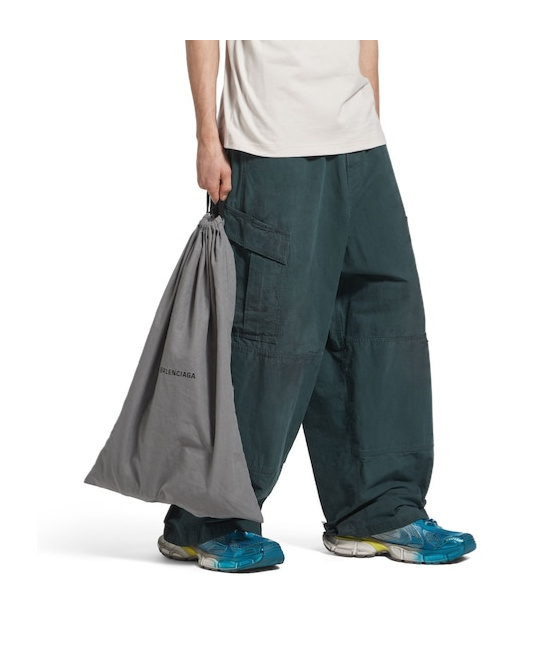 Balenciaga Cotton Oversized Cargo Trousers In Green