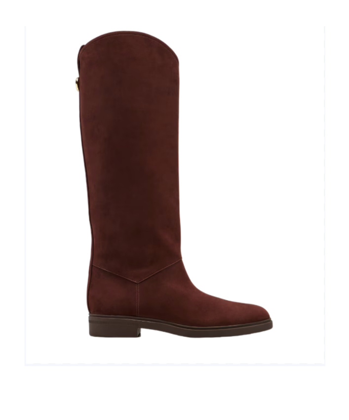 Loro Piana Kilda Suede Knee-high Boots In Burgundy