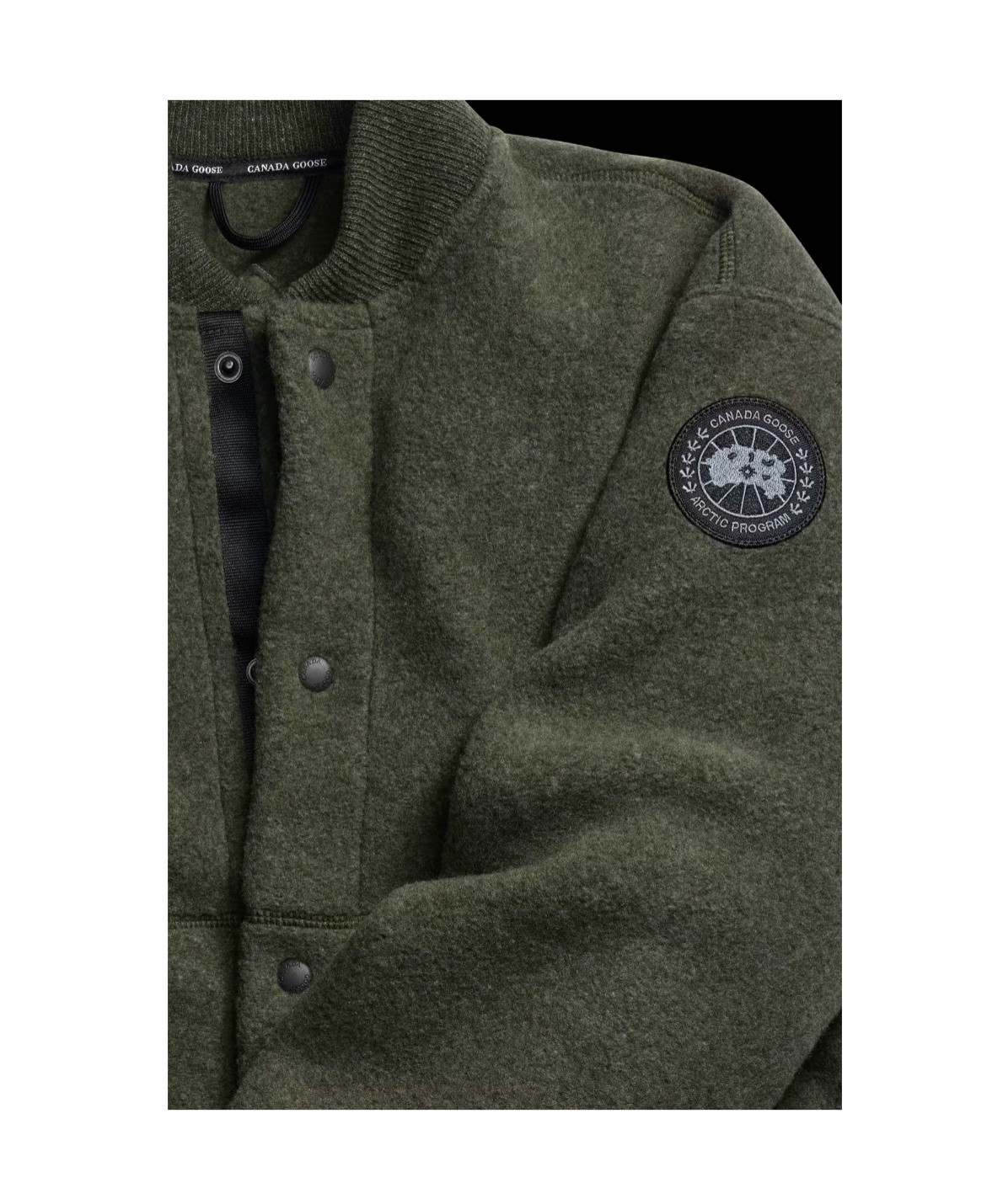 Canada Goose Fleece Bomber Jacket With Ribbed Collar And Cuffs In Green