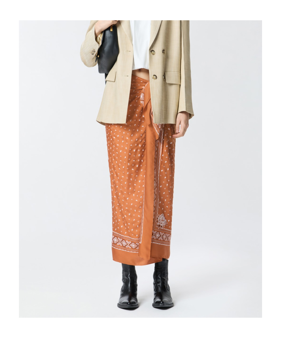 Pinko Bandana-print Finished Edge Skirt In Orange