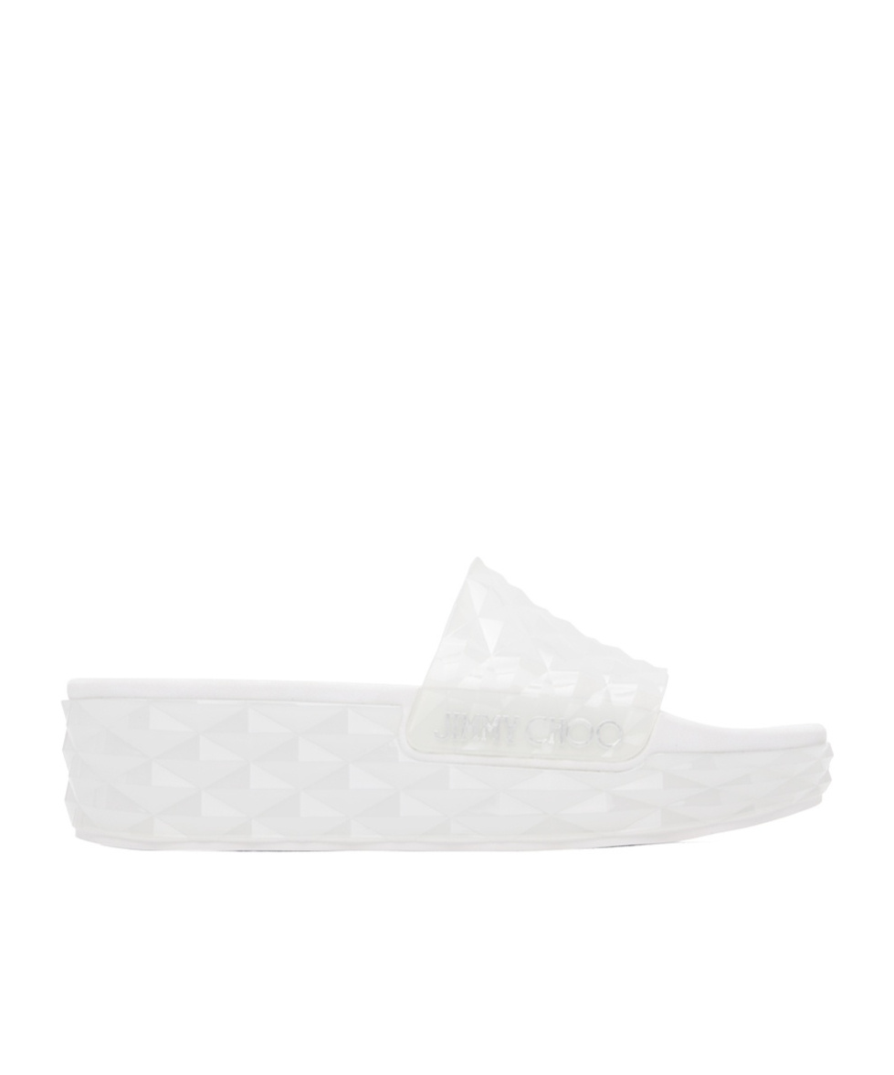 Jimmy Choo Transparent Diamond Slides In White