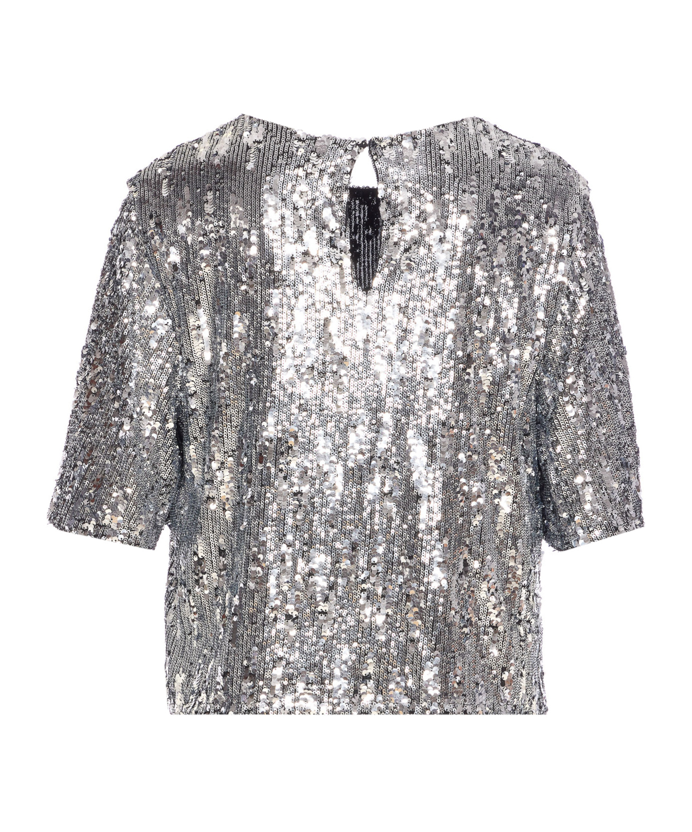 Aniye By Sequin-embellished Short-sleeve Top In Silver