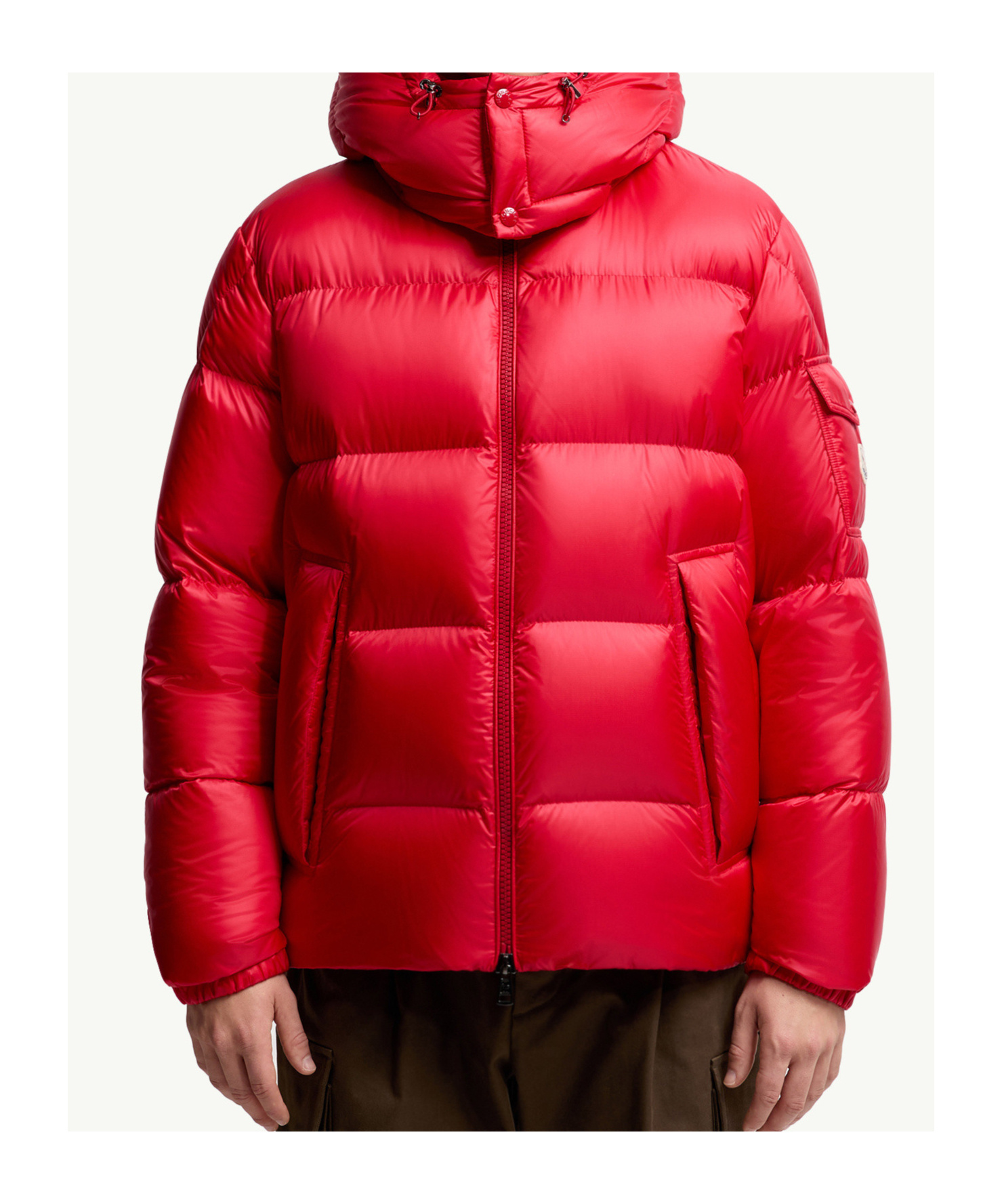 Moncler Quilted Down Jacket With Detachable Hood In Red