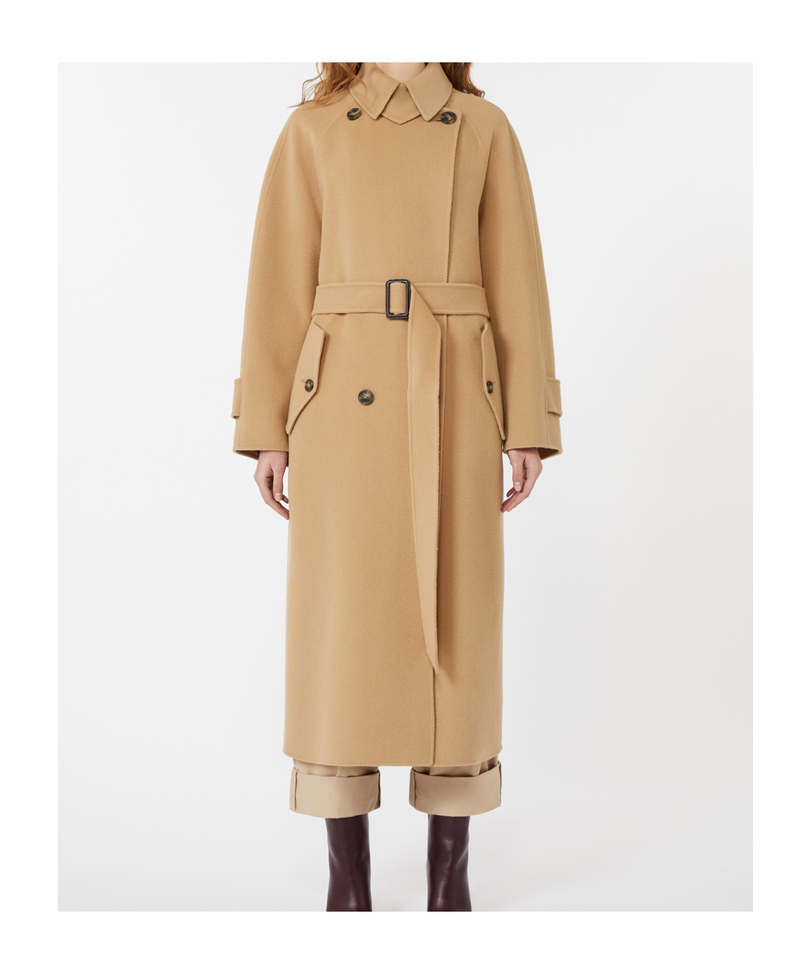 Weekend Max Mara Cappotto Trench In Lana Double - Cammello In Brown