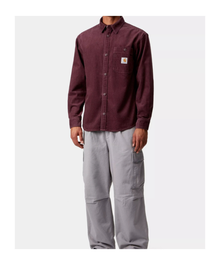 Carhartt Casual Shirt With Button Cuffs And Pocket In Burgundy