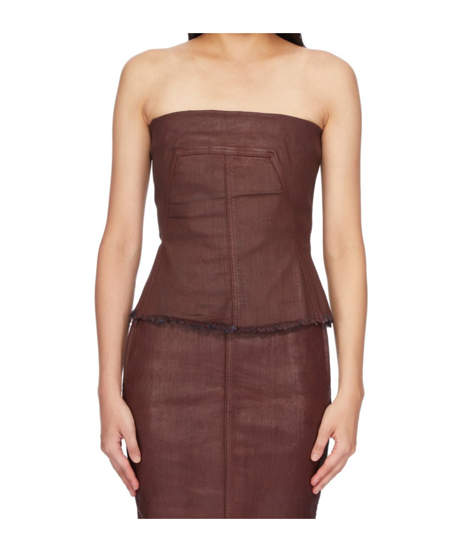 Rick Owens Drkshdw Strapless Corset Top In Brown