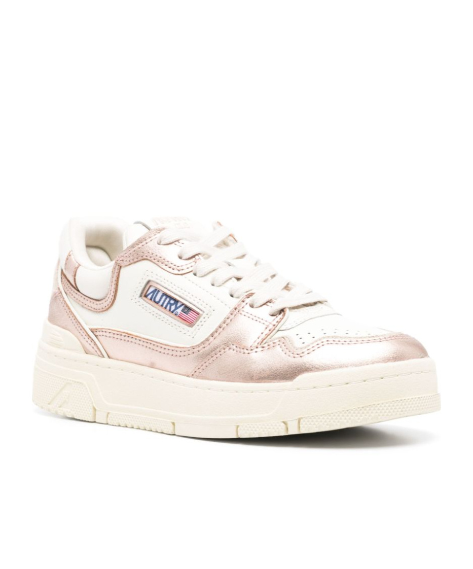 Autry Platinum Leather And Suede Low Top Sneakers In White