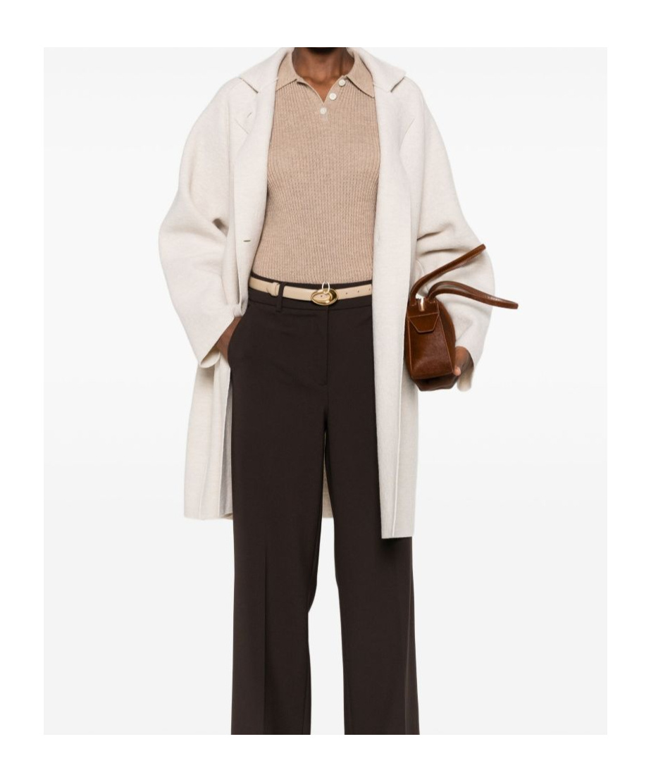 Harris Wharf London Wool High Neck Coat With Side Pockets In Multi