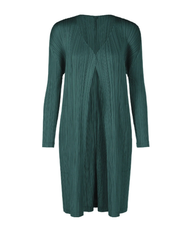 Issey Miyake Pleated Coat In Green