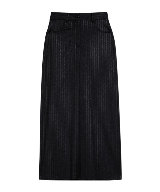 Department Five Department 5 Grey Pinstripe Wool-blend Skirt In Black