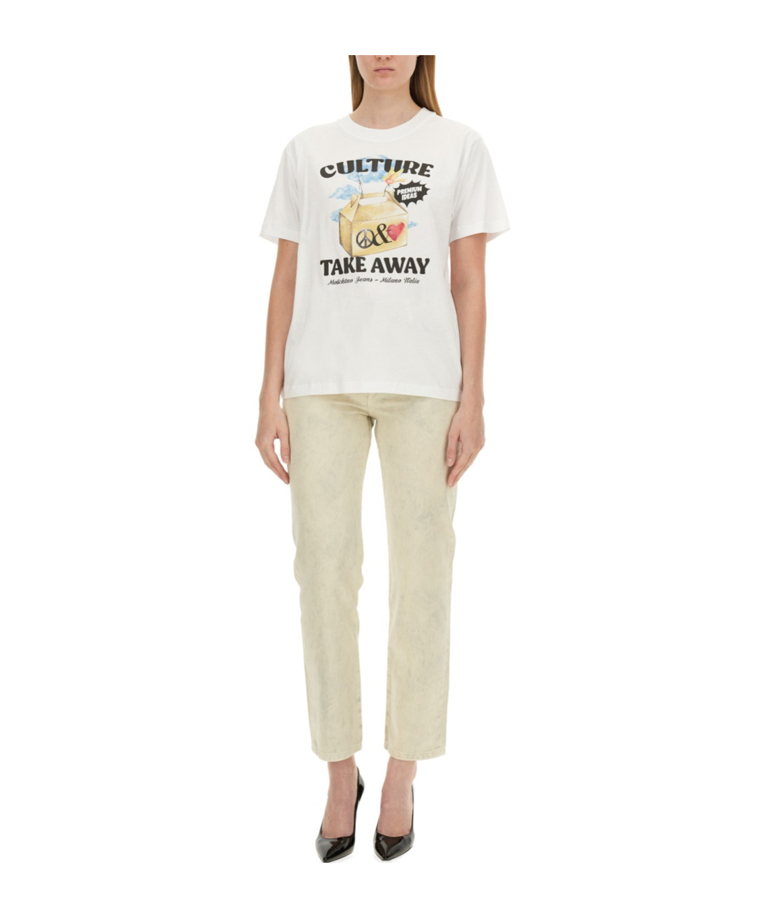 Moschino Print Short Sleeve T-shirt In White