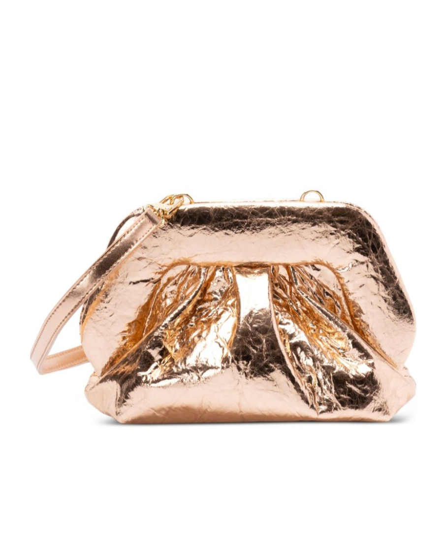 Themoirè Pineapple Cross Body Bag With Pleat Detailing In Nude
