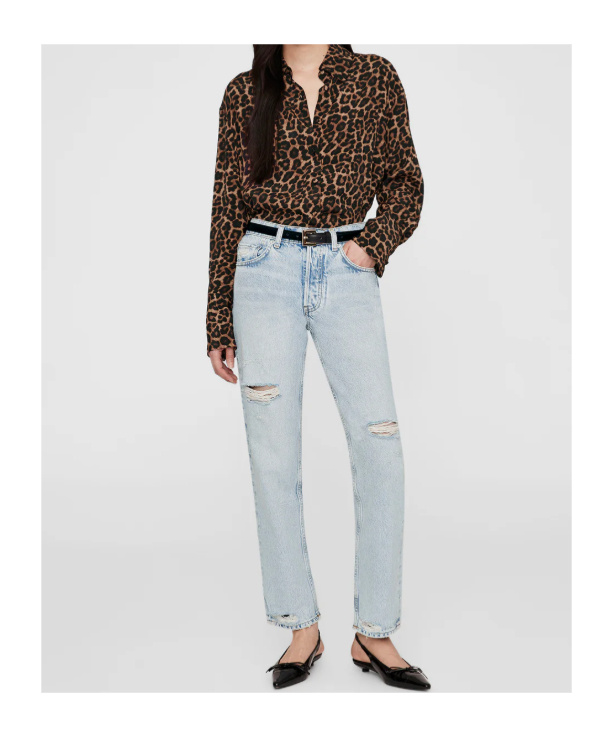 Shop Anine Bing Leopard-print Shirt In Black