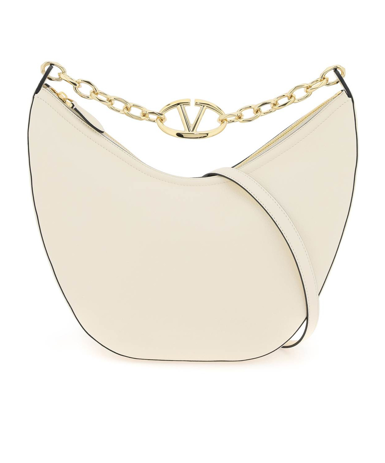 Valentino Garavani Medium Vlogo Moon Hobo Bag In Nude