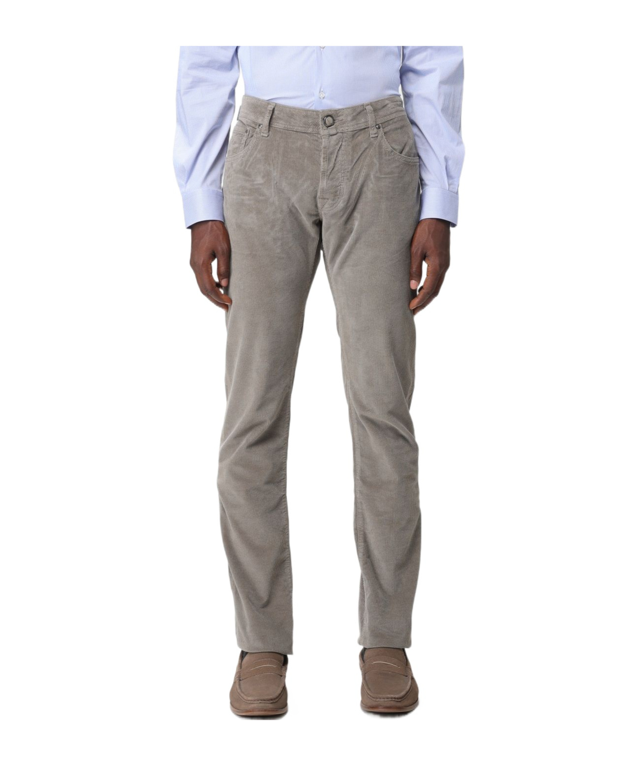 Jacob Cohen Low-rise Slim-cut Corduroy Trousers In Gray