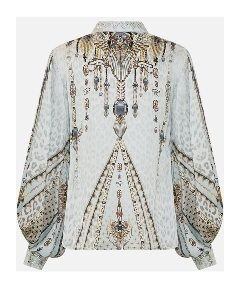 Camilla Split Sleeve Blouse Sahara Starlet In Gray