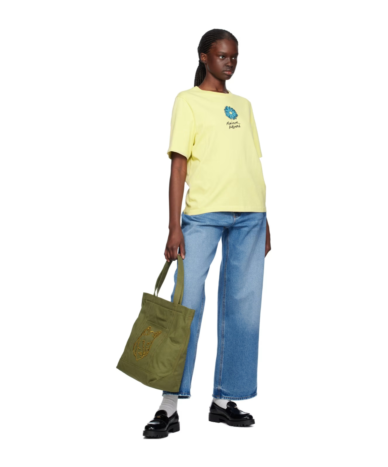 Maison Kitsuné Yellow Floating Flower T-shirt In Yellow