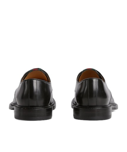 Gucci Interlocking G Leather Lace-up Shoes In Black