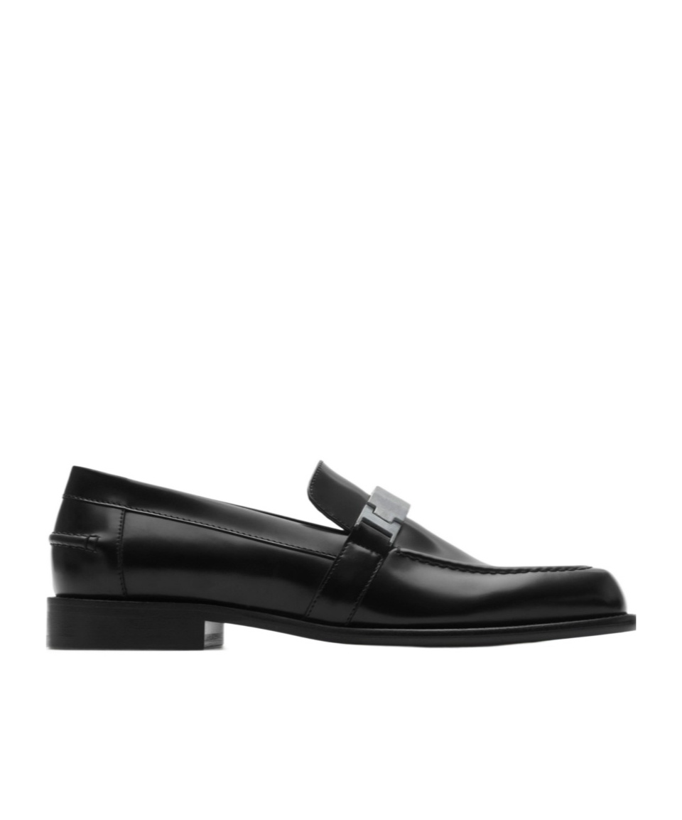 Burberry Mocassino Tower Black In Leather In Black