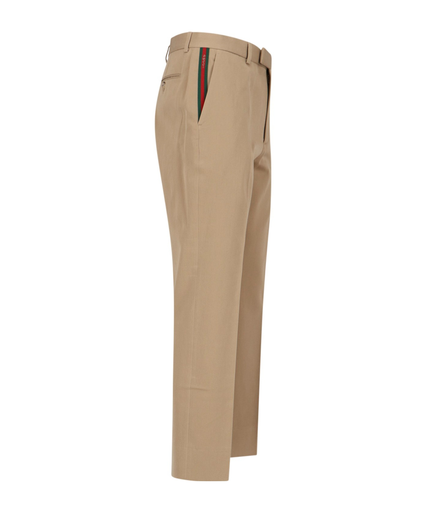 Gucci Web-stripe Trim Tailored Trousers In Nude