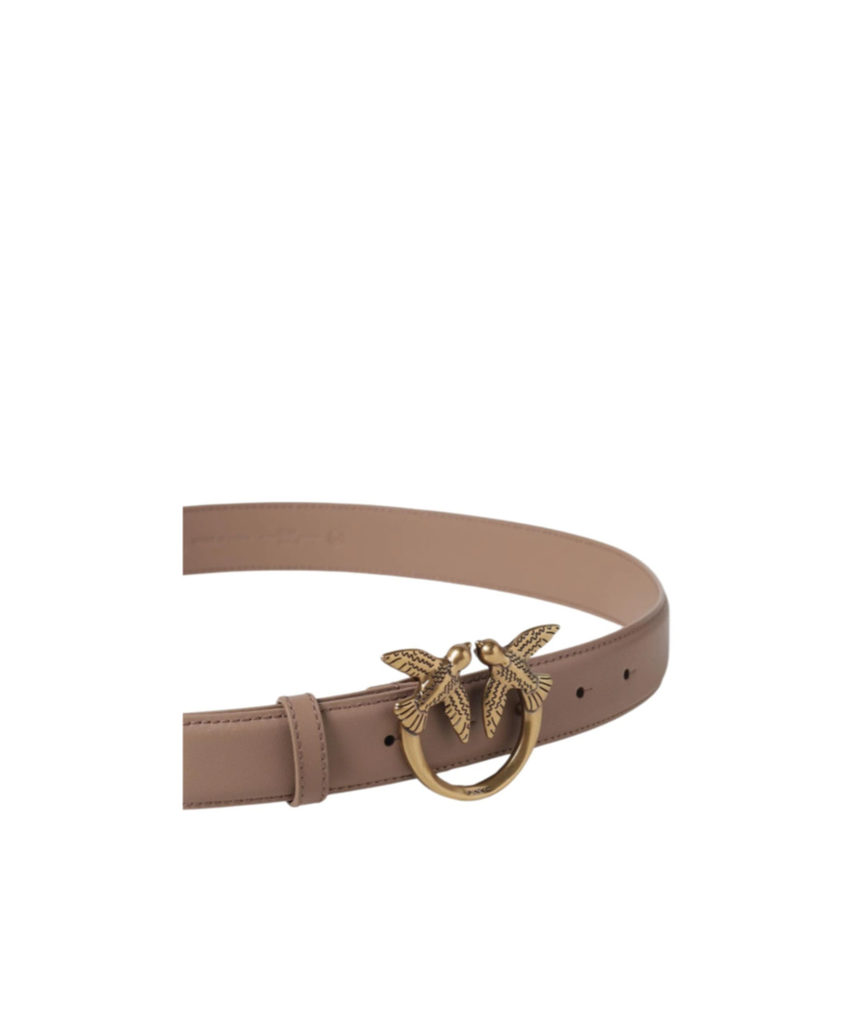 Shop Pinko Love Berry Logo Plaque Buckle Belt In Brown