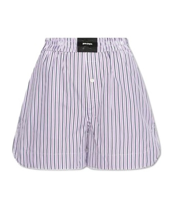 Palm Angels Striped Pattern Shorts In Purple