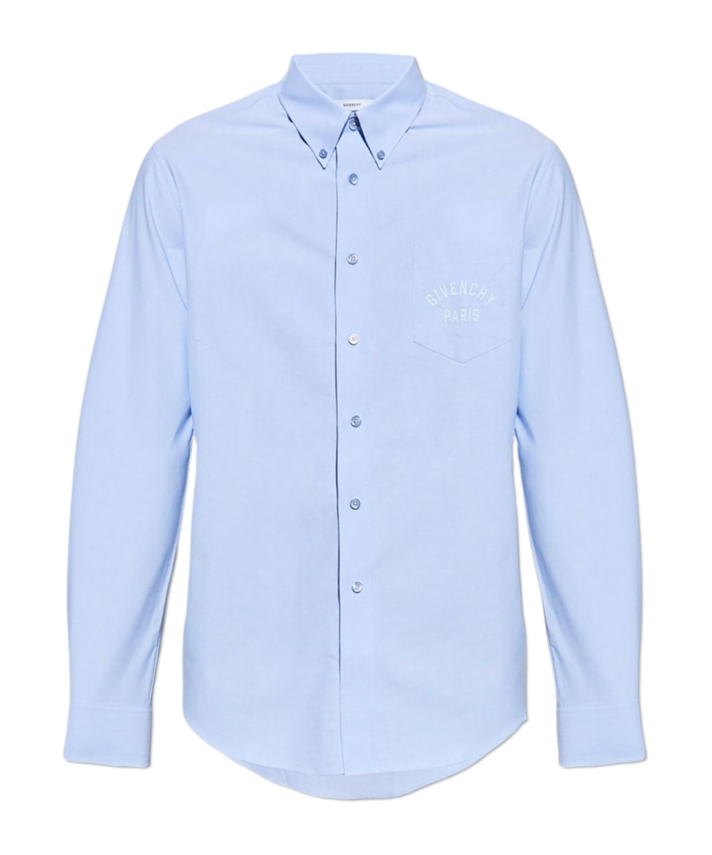 Givenchy Button-down Shirt With Pointed Collar And Embroidered Detail In Blue